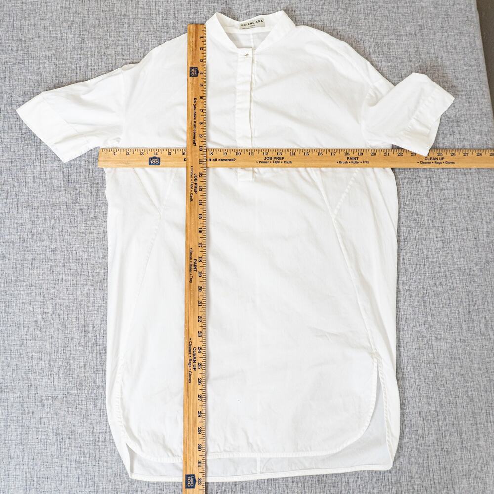 Balenciaga Paris Band Collar Tunic Shirt Dress in White Cotton size 38 - Picture 7 of 11